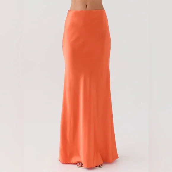 COPY - NWT Peppermayo Hidden Oasis Satin Maxi SKIRT - Tangerine - Picture 7 of 7